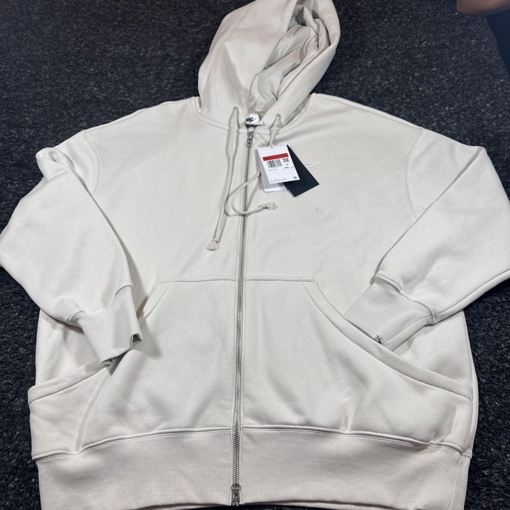 Nike Women's Fleece Oversized Full-Zip Hoodie Large NWT MSRP 80.00 Beige New